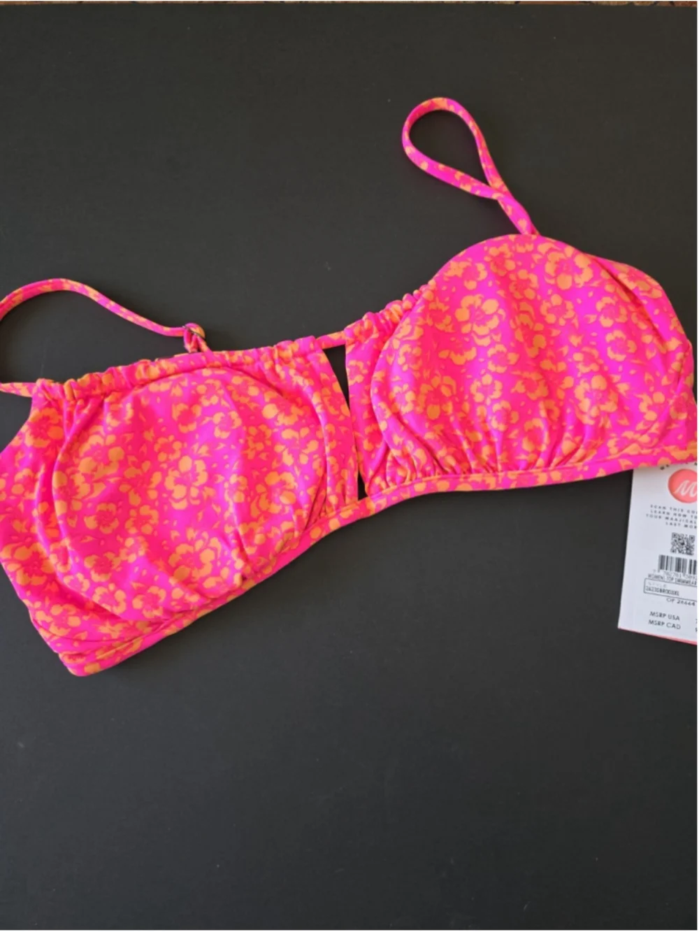 Maaji Women’s Swimwear Top XL Reversible NWT Pink Orange Black Gold (D-09)